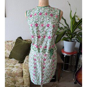 Vintage 50s 60s Women's Hand Made All Embroidered Floral 2 pc. Boho Skirt Set